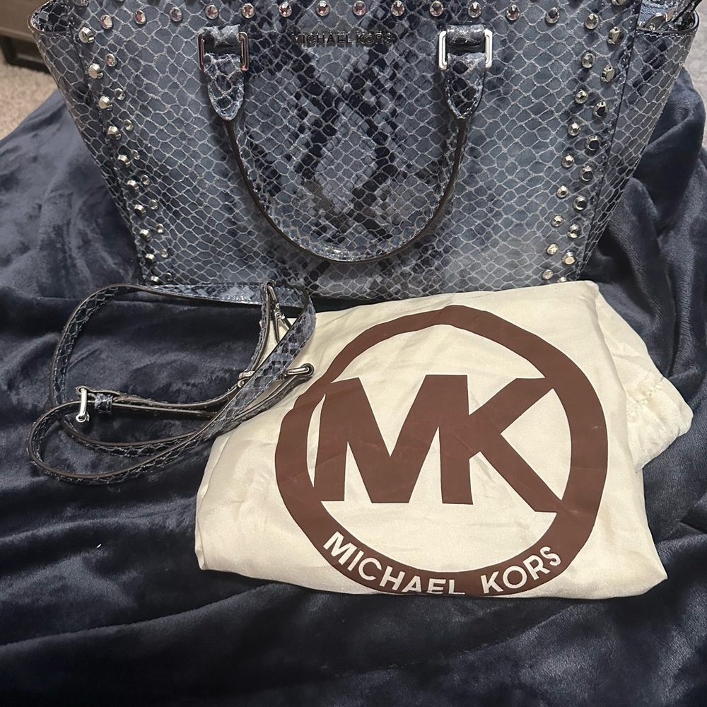 Michael Kors Blue Snakeskin Tote